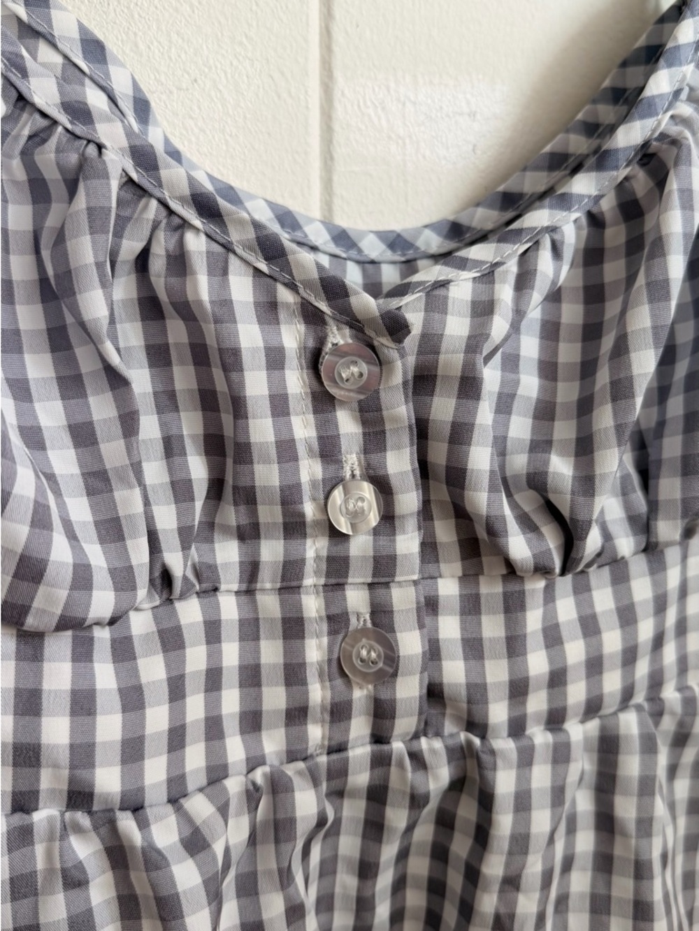 SHEIN Gray Gingham Ruffle-Hem Tank Top - Picture 4 of 11